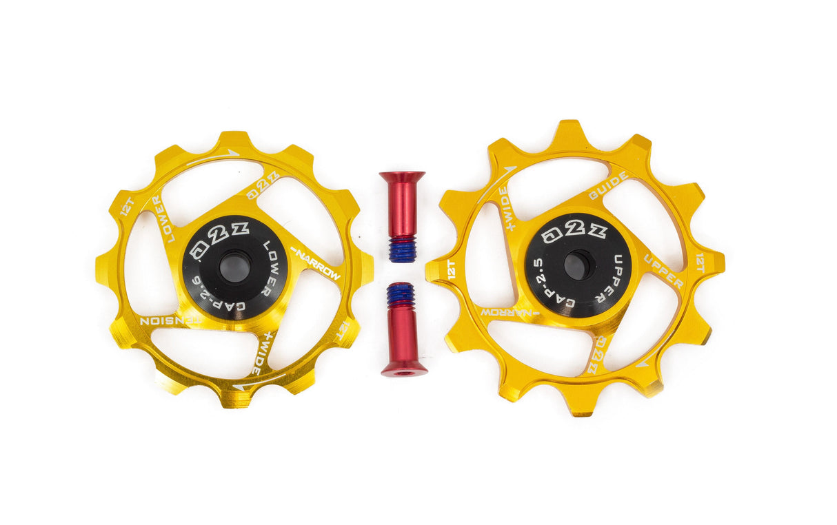 A2Z Narrow Wide Derailleur Pulleys (12+12T, Gold)