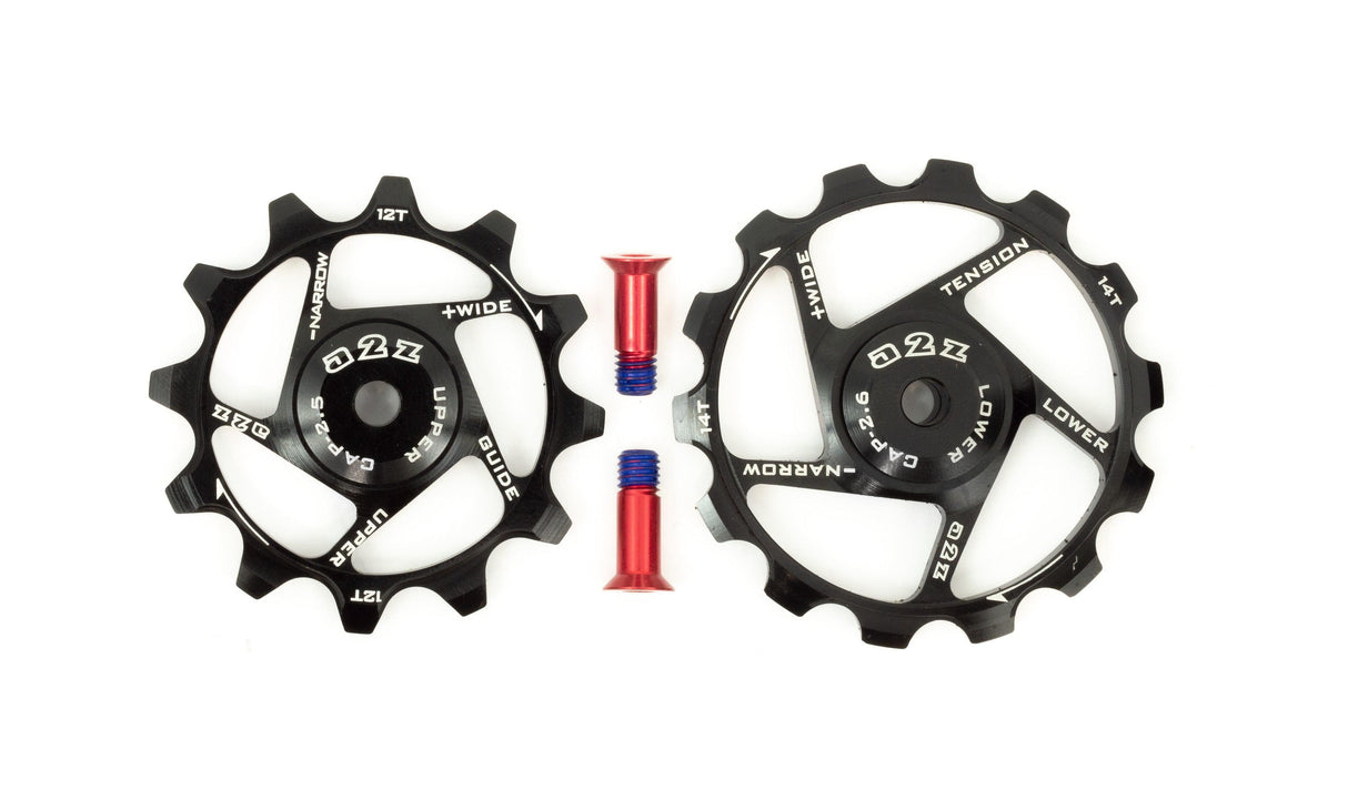 A2Z Narrow Wide Derailleur Pulleys (12+14T, Black)