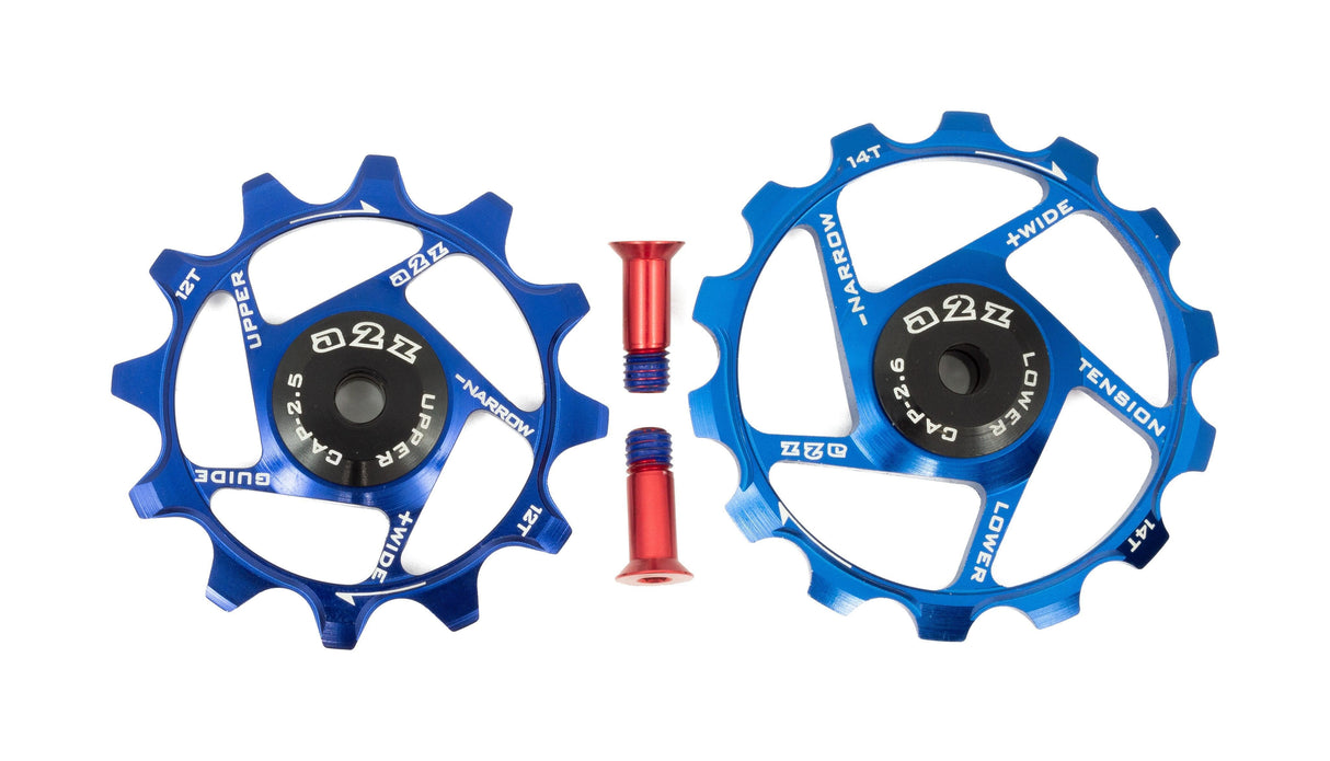 A2Z Narrow Wide Derailleur Pulleys (12+14T, Blue)