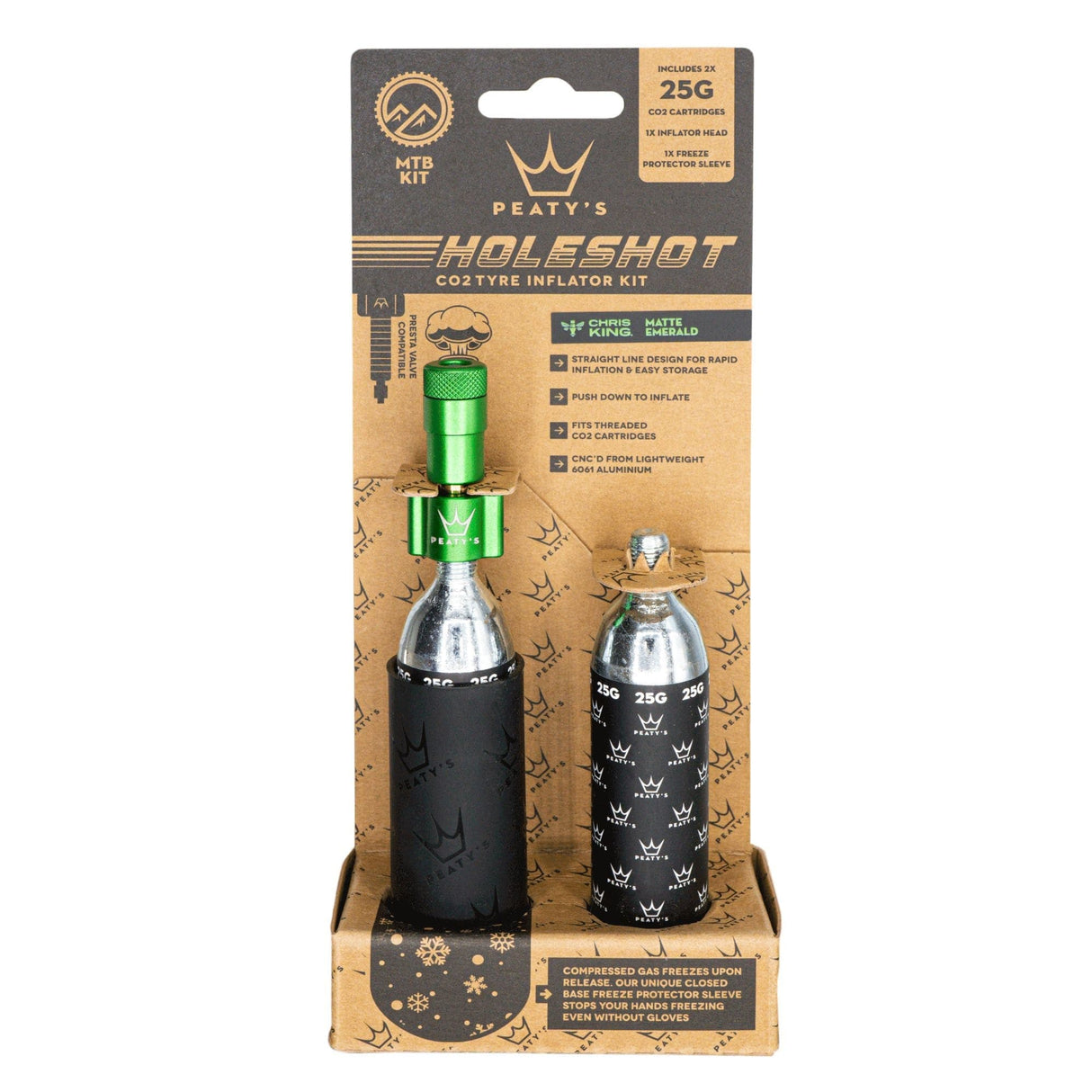 Peaty's Holeshot CO2 Tyre Inflator - MTB (25g)  Emerald