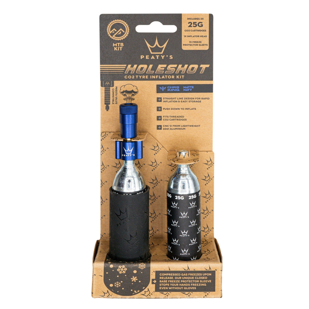 Peaty's Holeshot CO2 Tyre Inflator - MTB (25g)  Navy