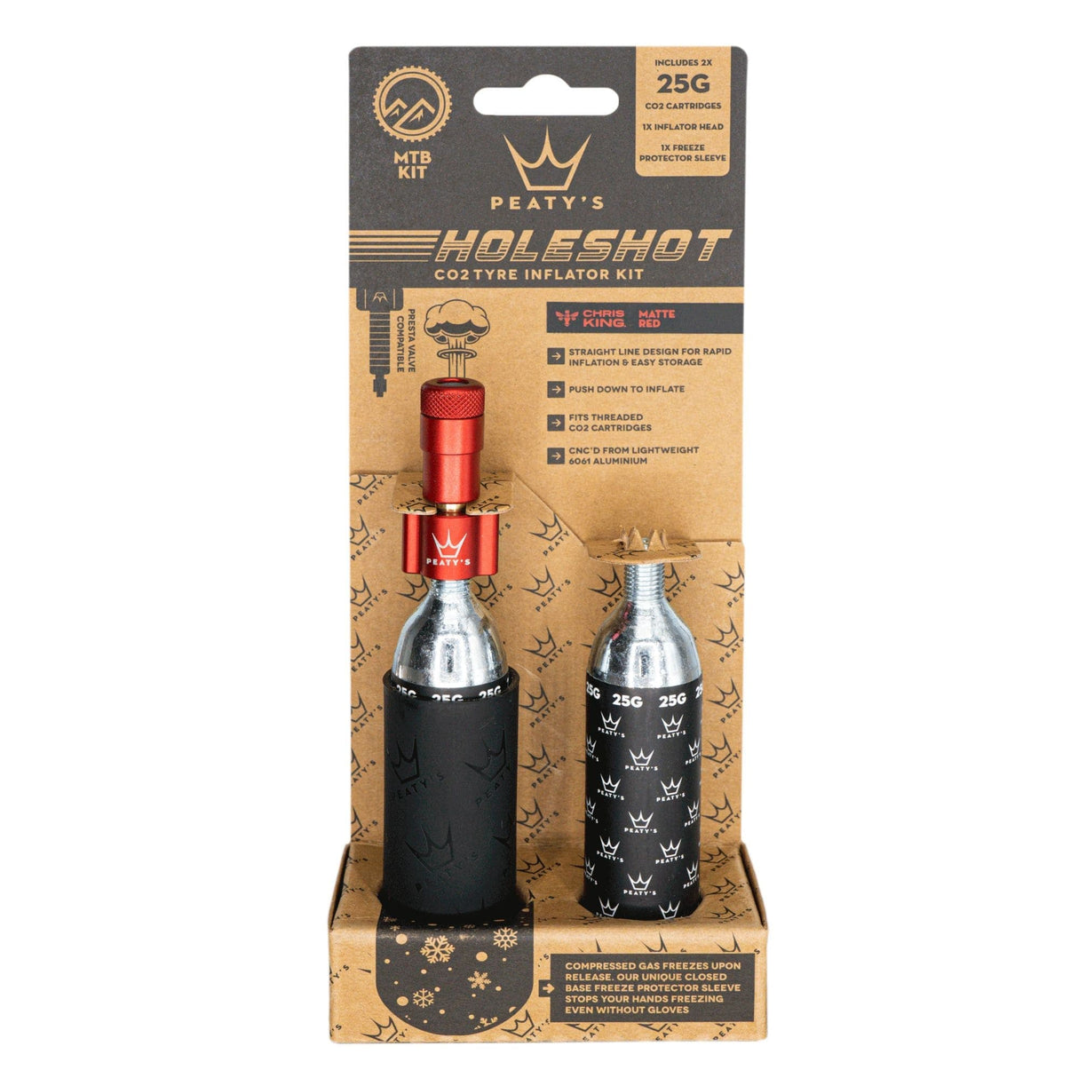 Peaty's Holeshot CO2 Tyre Inflator - MTB (25g)  Red