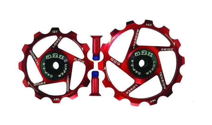 A2Z Narrow Wide Derailleur Pulleys (12+12T, Red)