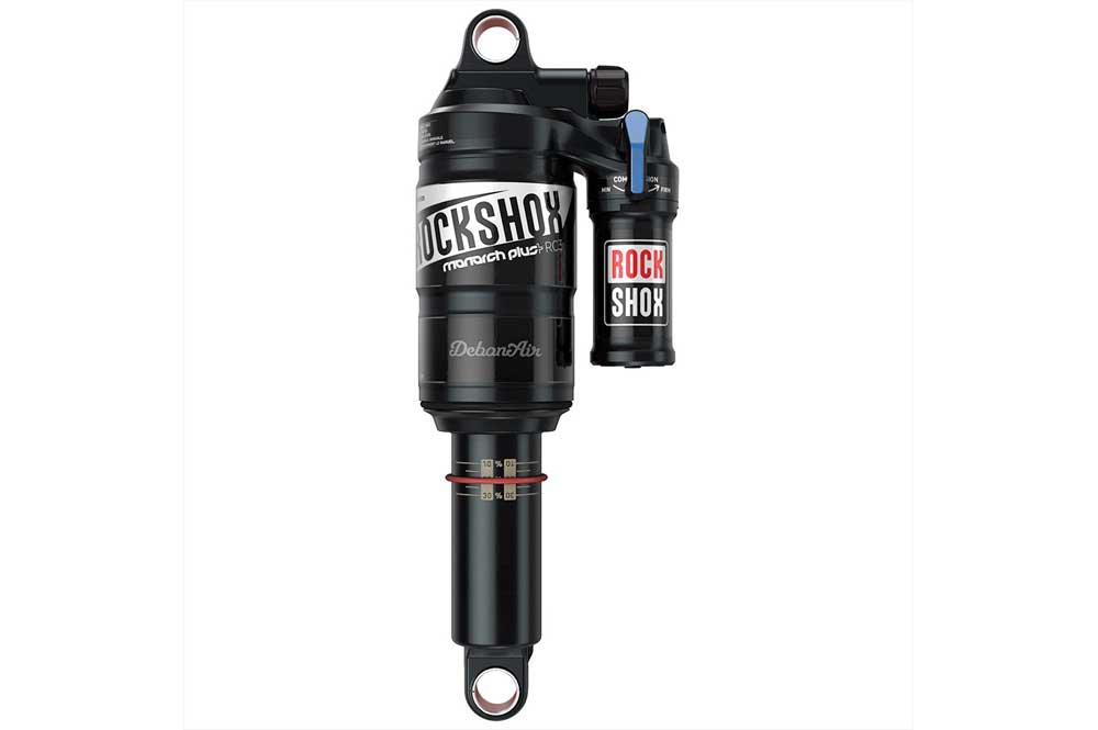 RockShox Monarch Plus RC3 (216x63/8.5x2.5) DebonAir MReb/LComp, FastBlack/SBC Shock Block (includes mounting hardware) 2013-2015 Enduro 26