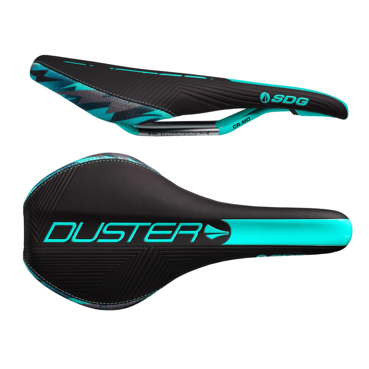 SDG Duster Mtn P Cro-Mo Rail Saddle Black/Teal Camo