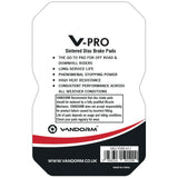 Vandorm V-PRO Sintered Compound Disc Brake Pads - Hayes Prime