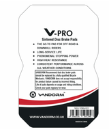 Vandorm V-PRO Sintered Compound Disc Brake Pads - Avid Elixir, Sram XO