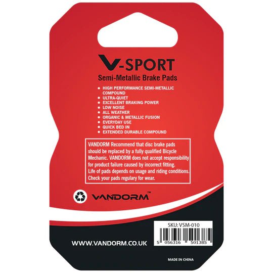 Vandorm V-SPORT Semi MetalicDisc Brake Pads - Formula Mega, Oval, One