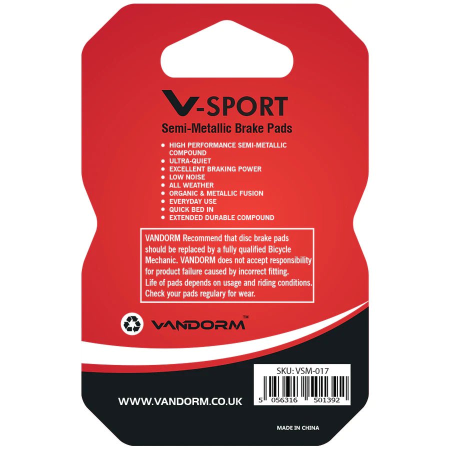 Vandorm V-SPORT SEMI METALIC Disc Brake Pads - Hayes Prime