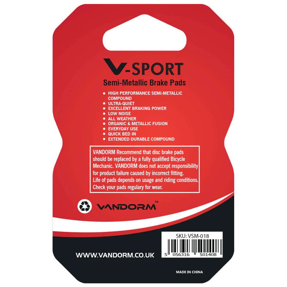 Vandorm V-SPORT SEMI METALIC Disc Brake Pads - Shimano Saint, TRP