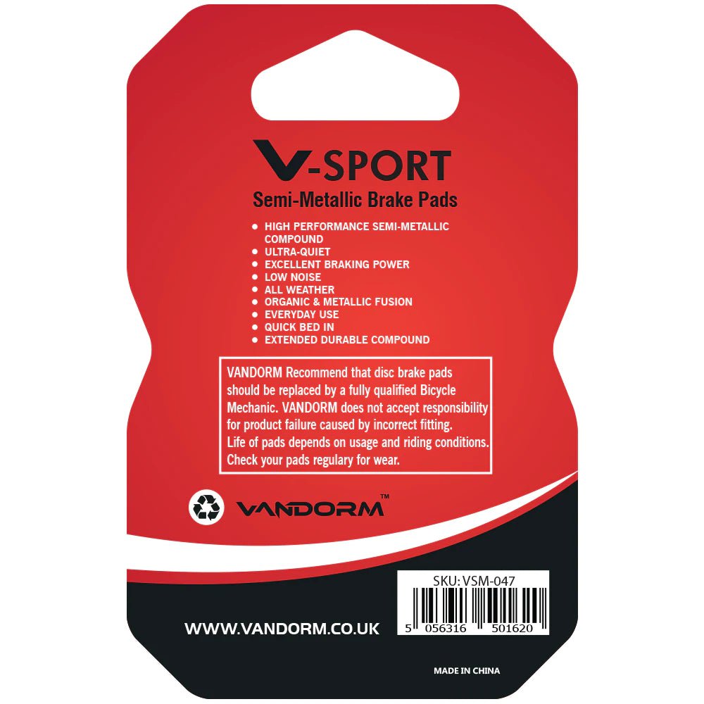 Vandorm V-SPORT Semi Metalic Disc Brake Pads - Tektro IOX