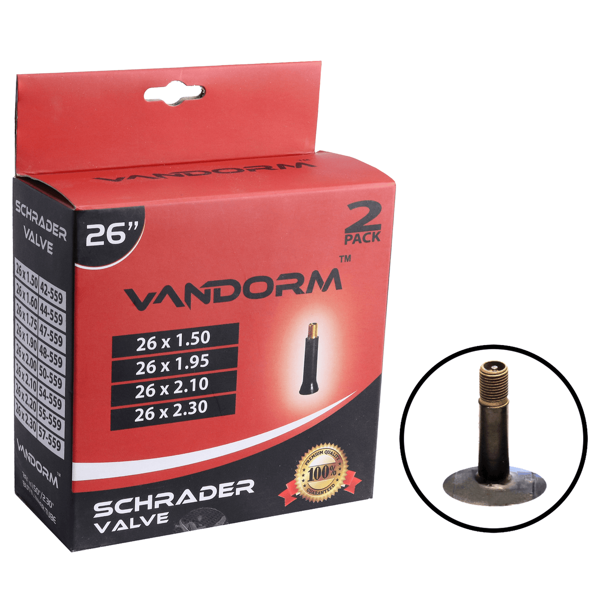 Vandorm 26" Inner Tube - Schrader Valve - 2 PACK