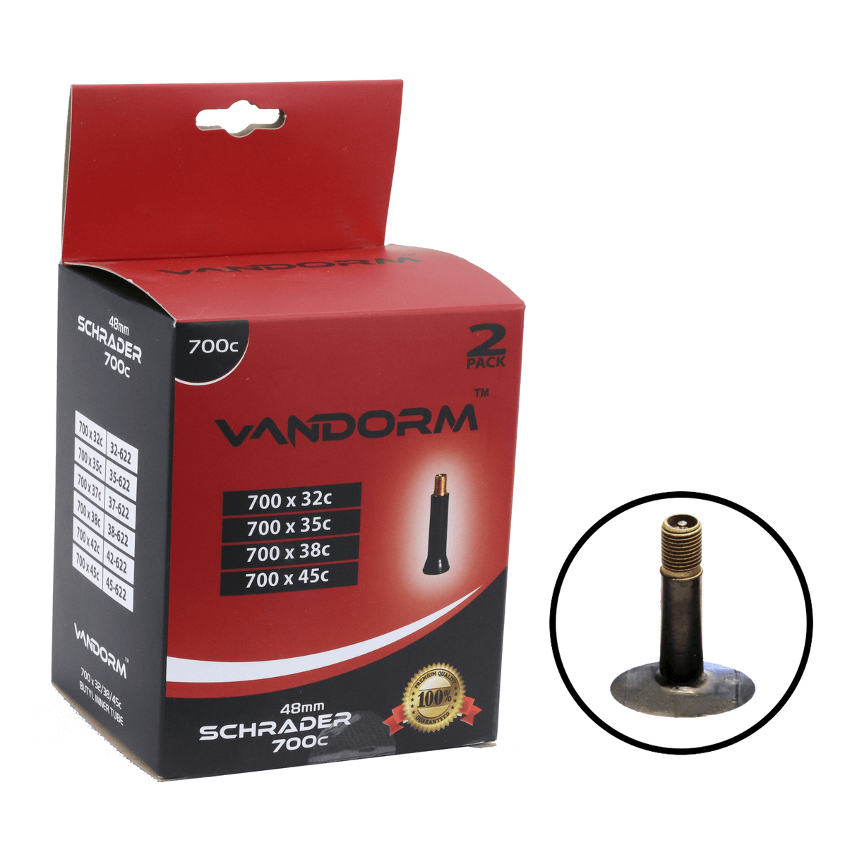 Vandorm 700c Hybrid Inner Tube - Schrader Valve  - 2 PACK