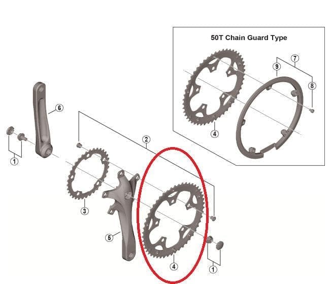 Shimano Spares FC RS200 chainring 50T F BikeParts