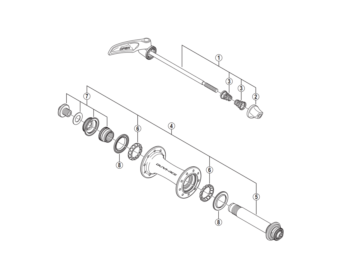 Shimano HB-9000 complete hub axle