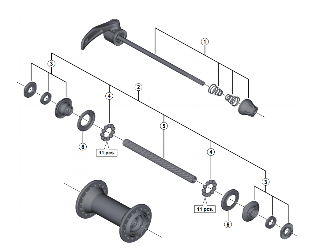 Shimano Spares HB-T4000 complete quick release 133 mm