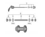 Shimano Spares HB-TX505 complete hub axle; 108 mm