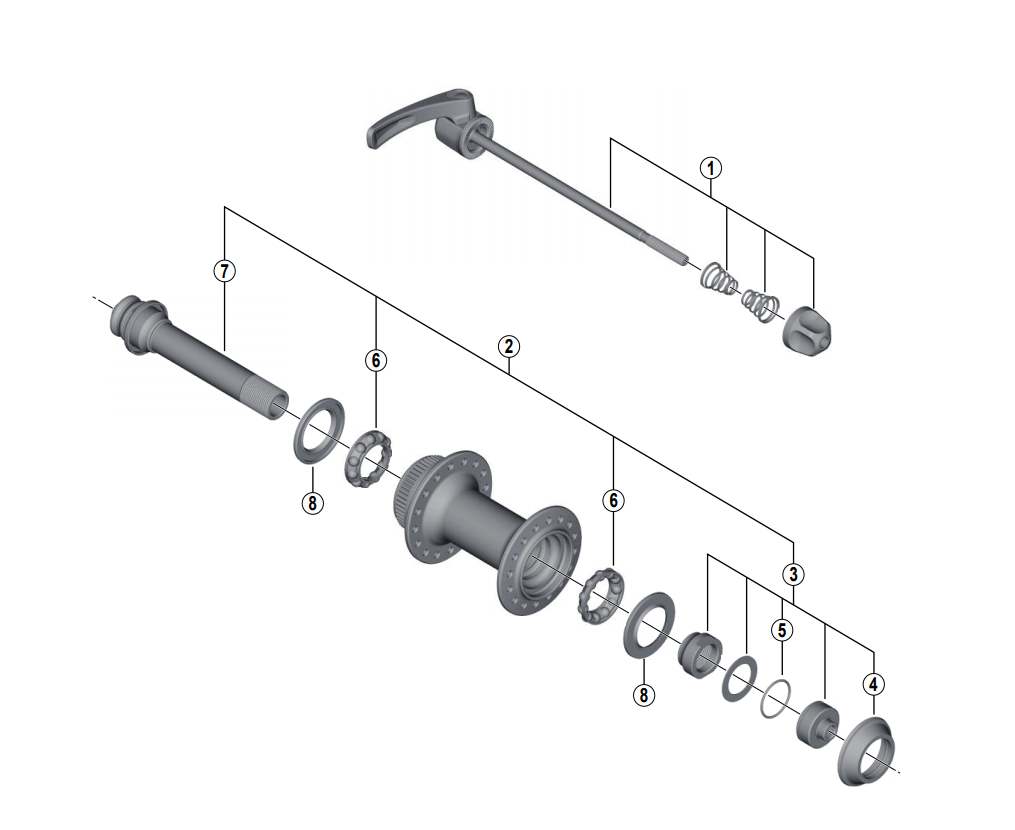 Shimano Spares HB-M8000 complete quick release; 133 mm