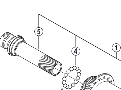 Shimano HB-M678 hub axle, 96 mm