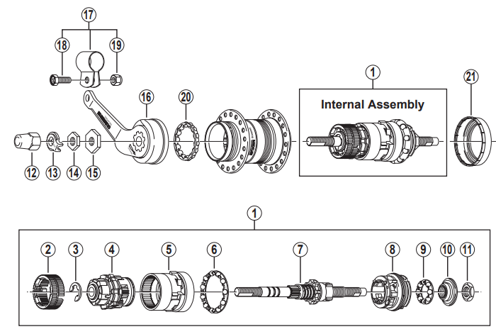 Shimano Spares SG-3C41 internal assembly; 168 mm