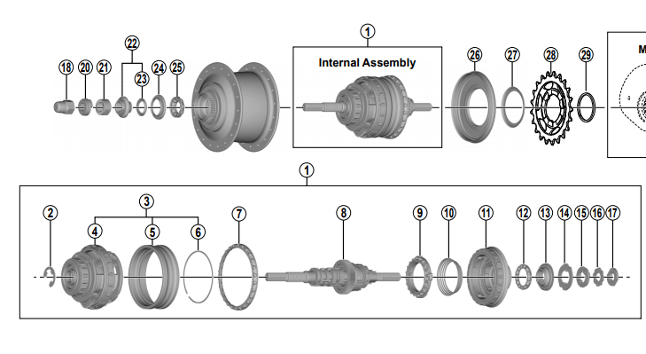 Shimano Spares SG-C6061-8D Internal assembly; 187 mm