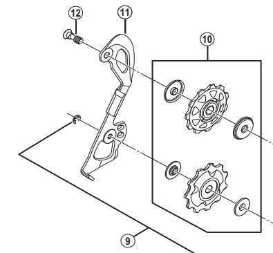 Shimano Spares XTR Saint RD-M986/M820 tension and guide pulley set