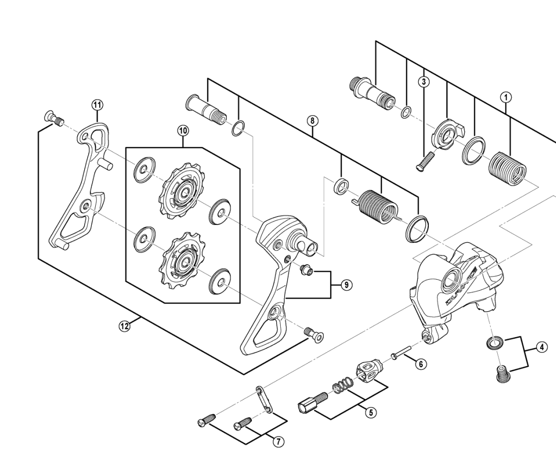 Shimano Spares RD-9000 plate axle assembly