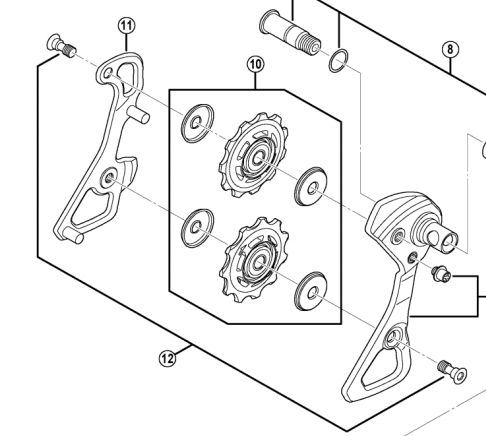 Shimano Spares RD-9000 pulley bolt; 2 piece