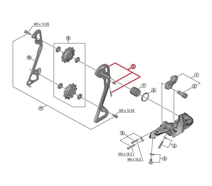 Shimano Deore XT RD-T8000 Outer Plate Assembly SGS Cage - Y5ZJ98040