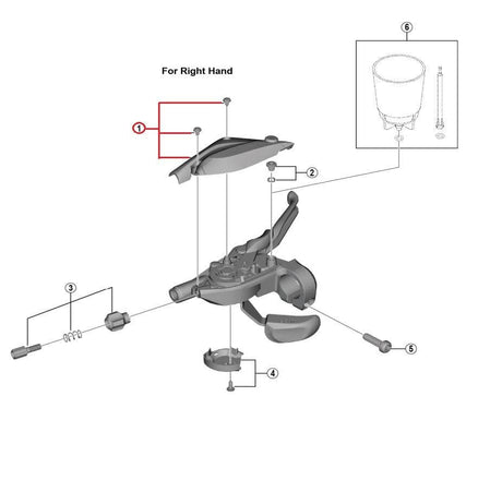 Shimano ST-EF505 Right Hand Upper Cover And Fixing Screws - 9 Speed - 8RG 9801