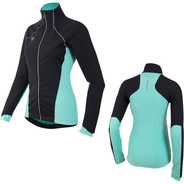 PEARL iZUMi Women's Pursuit Softshell Jacket, Black/Aqua Mint, Size S