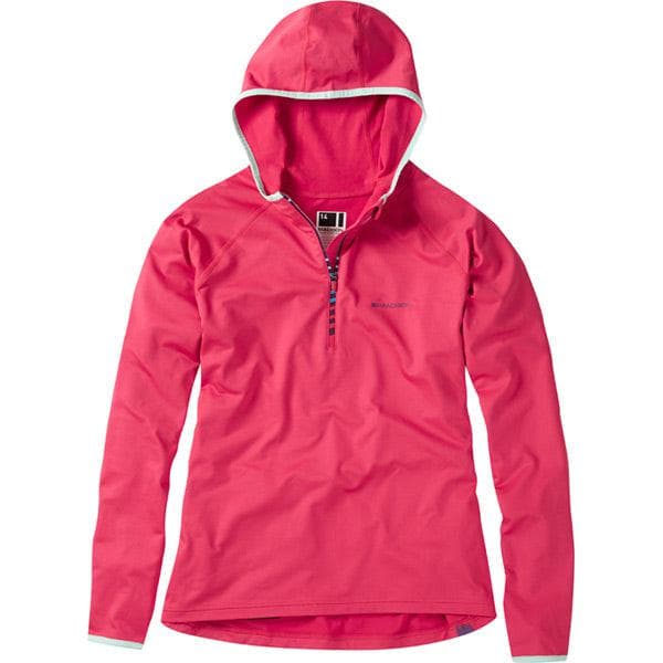 Madison Zena Women's Long Sleeve Hooded Top; Rose Red Size 10