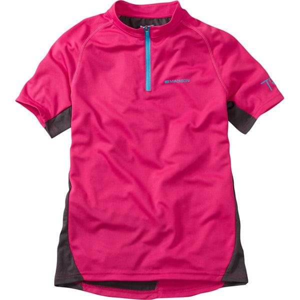 Madison Trail youth short sleeved jersey; bright berry age 9 - 10