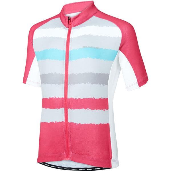 Madison Sportive youth short sleeve jersey; torn stripes berry / silver grey age 9 - 10