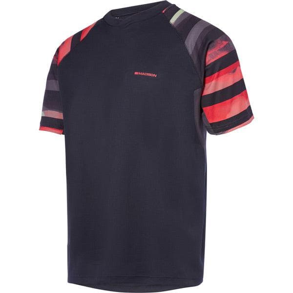 Madison Zenith men's short sleeve jersey; haze black / true red medium