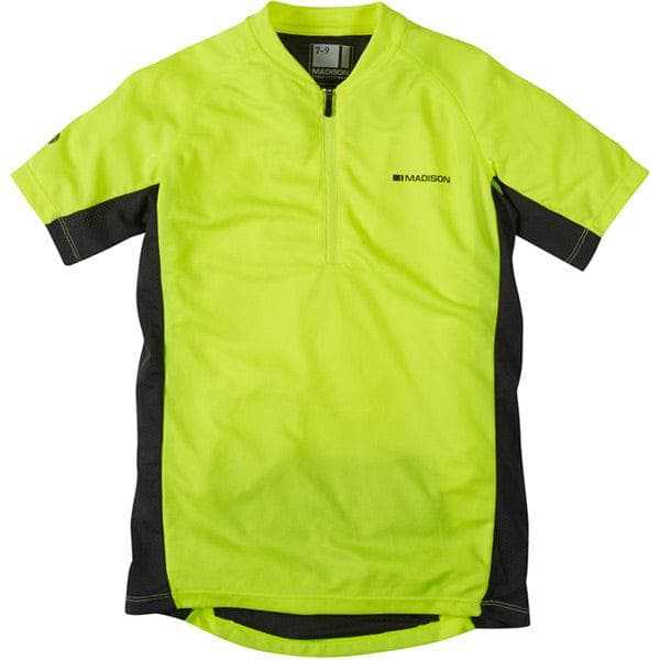 Madison Trail youth short sleeved jersey; hi-viz yellow age 4 - 6