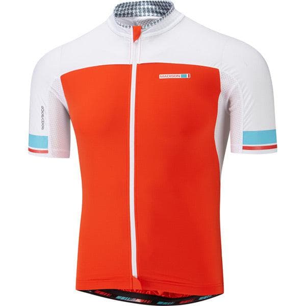 Madison RoadRace Premio men's short sleeve jersey; chilli red / white X-small