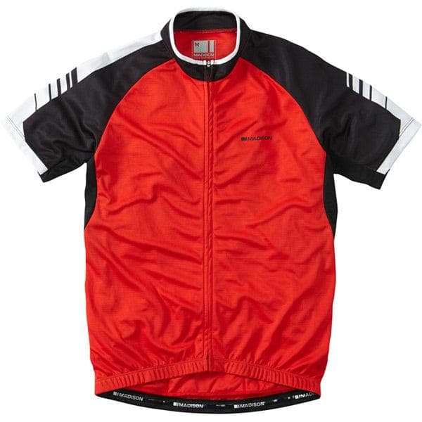 Madison Peloton men's short sleeve jersey; flame red medium