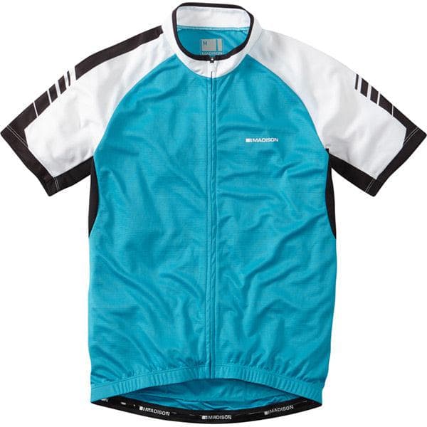 Madison Peloton men's short sleeve jersey; hawaiian blue small