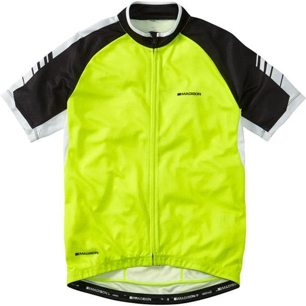 Madison Peloton men's short sleeve jersey; hi-viz yellow small