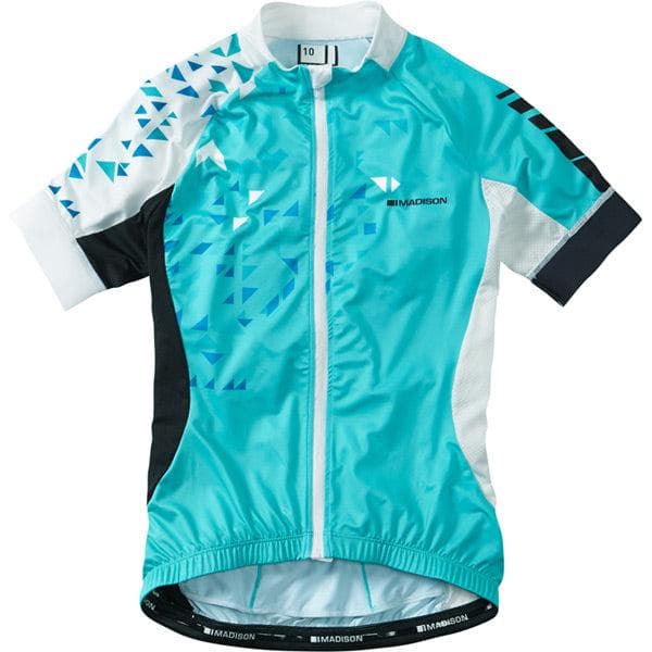 Madison Sportive women's short sleeve jersey; blue curaco / white size 8