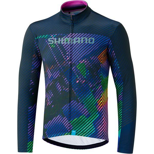 Shimano Clothing Men's Team Long Sleeve Jersey, Purple, Size L