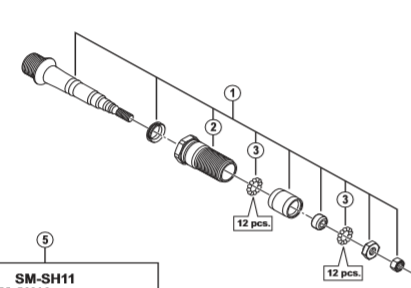 Shimano Spares PD-6800 pedal axle assembly; left hand