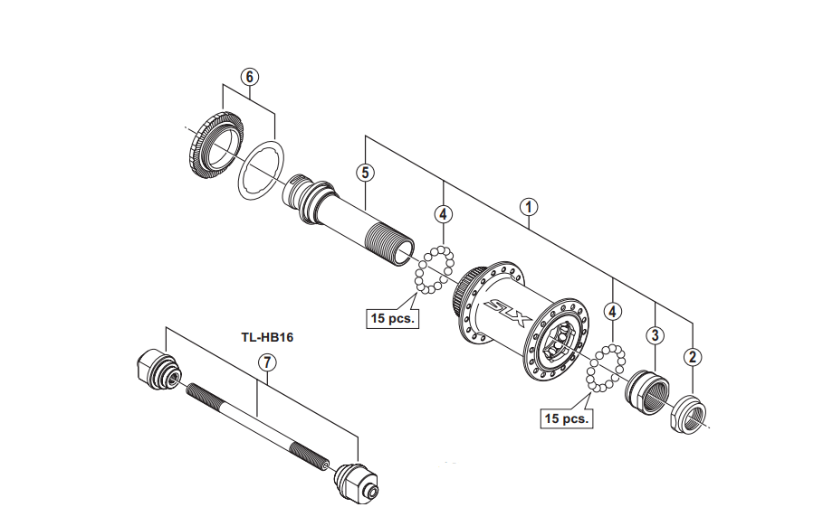 Shimano Spares HB-M678 complete hub axle