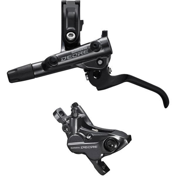 Shimano Deore BR-M6120/BL-M6100 Deore bled brake lever/post mount 4 pot calliper; rear left