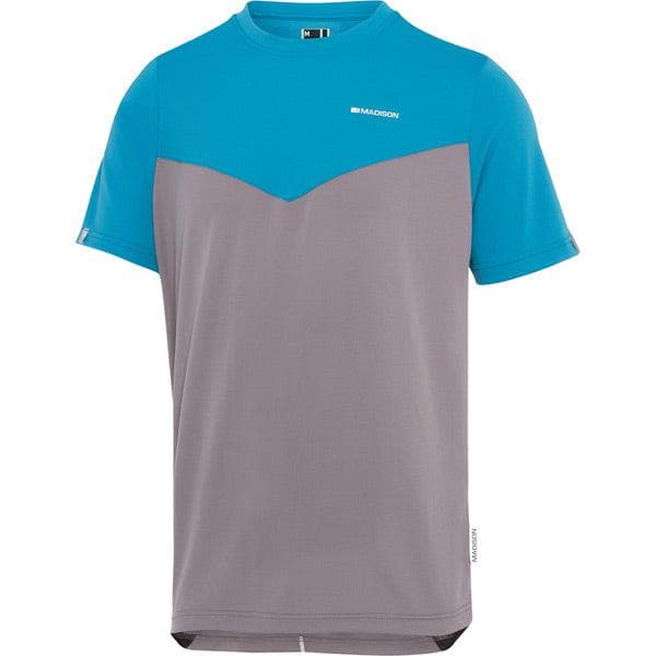 Madison Stellar men's short sleeve jersey; carribean blue / cloud grey X-large