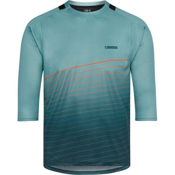 Madison Flux Enduro men's 3/4 sleeve jersey; nile blue / maritime blue / coral small