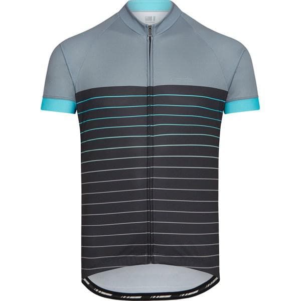 Madison Peloton men's short sleeve jersey; pin stripes phantom / blue curaco small