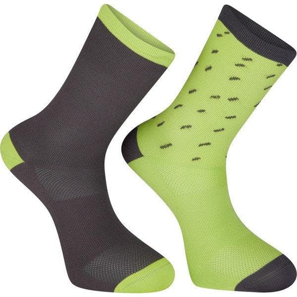 Madison Sportive Long Sock Twin Pack - Rain Drops Phantom / Lime Punch - X-large (46-48)