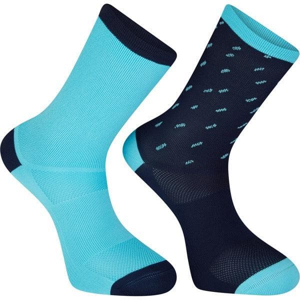 Madison Sportive Long Sock Twin Pack - Rain Drops Ink Navy / Blue Curaco - X-large (46-48)